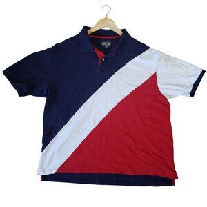 Consensus Game Day Diagonal Color Block Polo Shirt XXL Cotton Mens Casual‎ Top